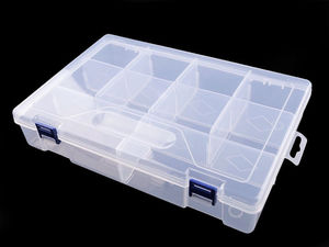 Clear Plastic Storage Organizer Box with Adjustable Dividers - 6x20x30 cm Custom Craft Case