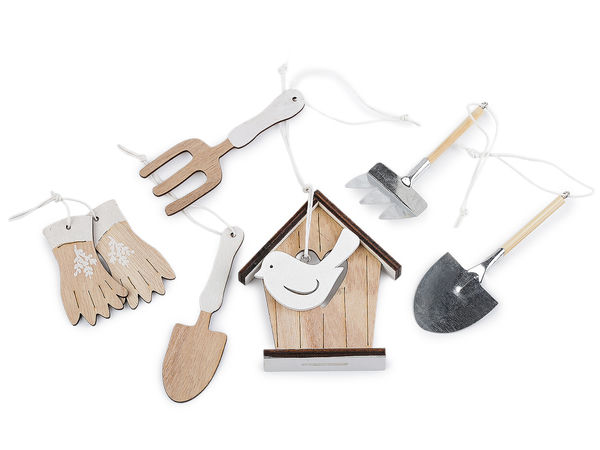 Miniature Decorative Garden Tool Hanging Ornaments - Set of 6