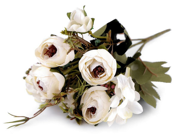 Elegant Artificial Buttercup Ranunculus Bouquet - 5-Twig Silk Flower Arrangement for Vases, Crafts, Wreaths, and DIY Decor