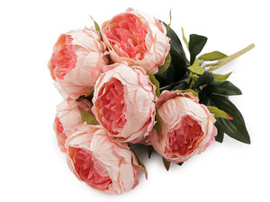 Premium Faux Peony Floral Bouquet - Lifelike Textile Peonies with Flexible Stems for Crafts, Wreaths, and Home Decor (9 Flowers)