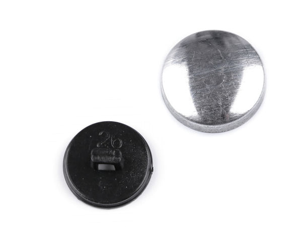 Premium Self-Cover Buttons (Size 26 / 16.5mm) - Aluminum Top with Black Plastic Back for DIY Fabric Coating