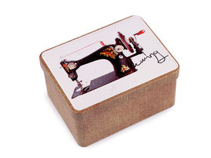 Premium Metal Hinged Tin Storage Box for Sewing Supplies & Haberdashery Accessories