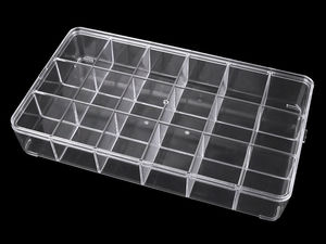 Transparent 18-Compartment Plastic Storage Organizer Box with Lid - 16.5 x 29 cm Container for Crafting, Hobby Supplies, and Small Parts