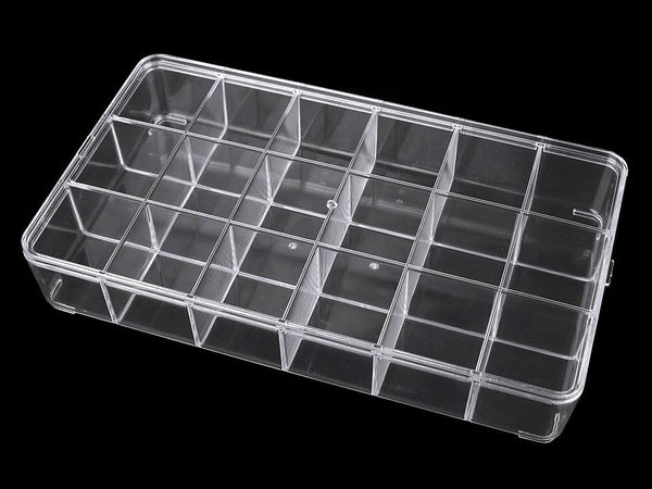 Transparent 18-Compartment Plastic Storage Organizer Box with Lid - 16.5 x 29 cm Container for Crafting, Hobby Supplies, and Small Parts