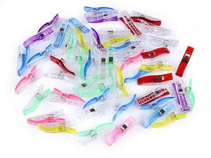 Premium Fabric Clips & Sewing Pegs (12 x 56 mm) – Heavy-Duty Craft Clamps for Quilting, Leatherwork, and Tailoring (Assorted Colors)