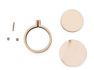 Mini Wooden Embroidery Hoop Pendant Frame – Ø40mm Ivory Circle for DIY Needle Arts & Jewellery Making