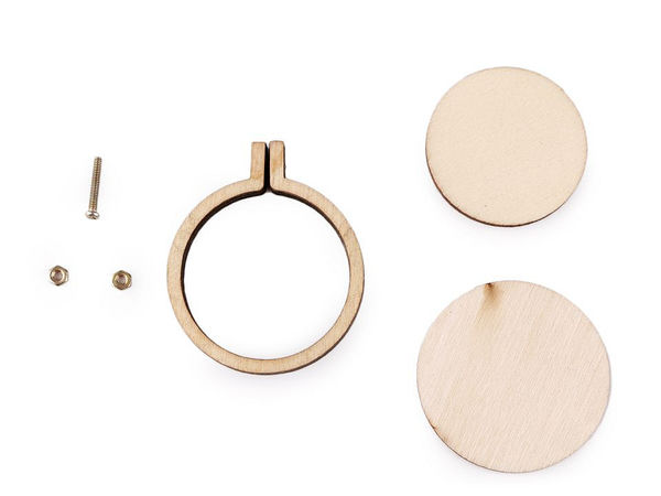 Mini Wooden Embroidery Hoop Pendant Frame – Ø40mm Ivory Circle for DIY Needle Arts & Jewellery Making