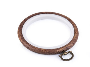 Premium Hanging Embroidery Hoop and Frame - 9 cm Wood-Grain Effect