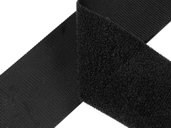 Low Profile Hook and Loop Fastener Tape, Black - 10 cm Width