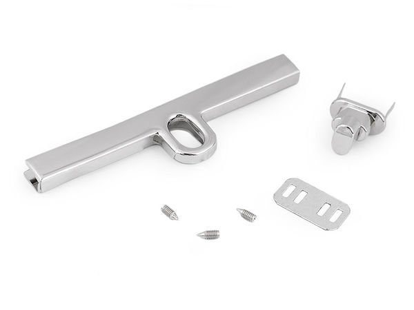 Premium Handbag Clasp Lock Set for Purses and Flap Bags - 25 x 96mm, Nickel Finish
