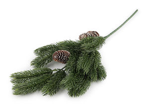 Premium Artificial Frosted Spruce Twig with Natural Pine Cones - Flexible Holiday Floral Stem