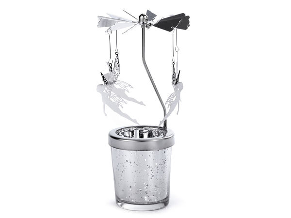 Rotating Metal Tealight Candle Holder Carousel - Elegant Holiday & Winter Tabletop Decor