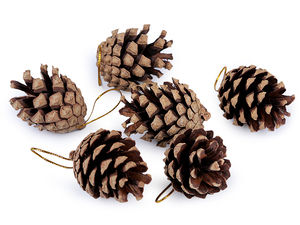 Premium Hanging Decorative Pine Cone Ornaments with Lurex Cord - Rustic Christmas Tree, Wreath, and Holiday Decor