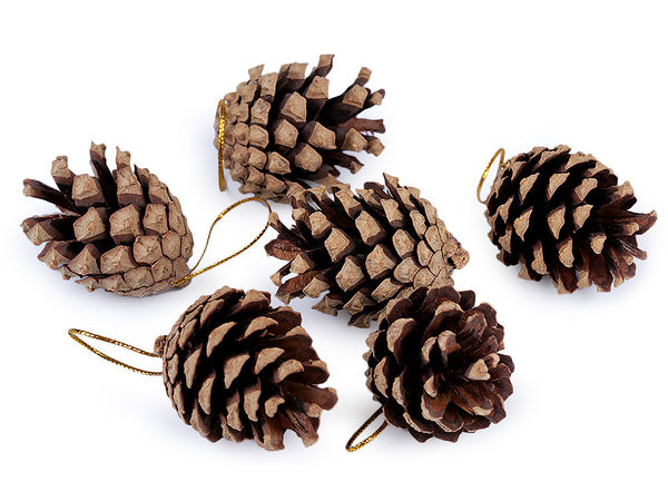 Premium Hanging Decorative Pine Cone Ornaments with Lurex Cord - Rustic Christmas Tree, Wreath, and Holiday Decor