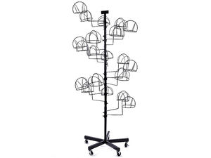 Black Metal Hat and Cap Display Stand - Mobile Retail Rack with 20 Holders