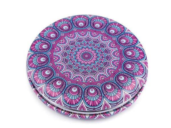 Premium Mandala Eco-Leather Pocket Mirror - Compact Dual-Sided Travel Makeup Mirror with Magnification