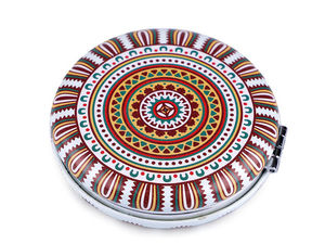 Premium Mandala Eco-Leather Pocket Mirror - Compact Dual-Sided Travel Makeup Mirror with Magnification