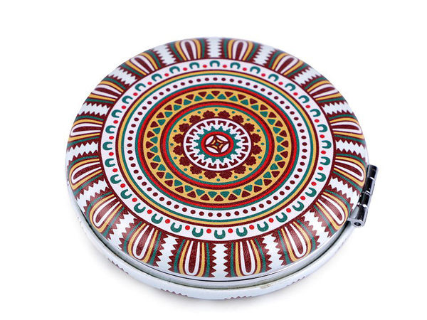 Premium Mandala Eco-Leather Pocket Mirror - Compact Dual-Sided Travel Makeup Mirror with Magnification