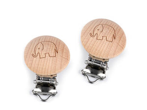 Premium Wooden Metal Clips - Elephant, Star & Smiley Face Designs for Name Badges, Pacifier Chains, and DIY Crafts (30mm)