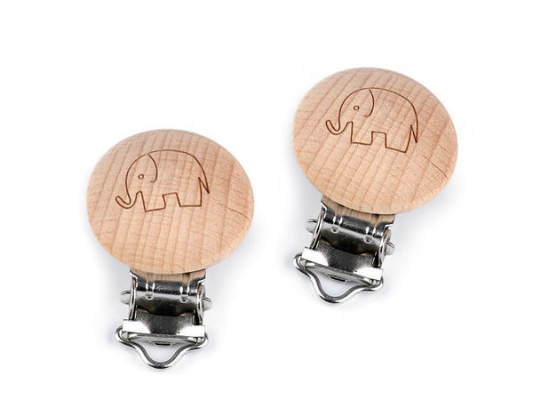 Premium Wooden Metal Clips - Elephant, Star & Smiley Face Designs for Name Badges, Pacifier Chains, and DIY Crafts (30mm)