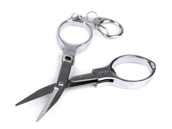 Premium 9.5 cm Folding Travel Scissors with Carabiner Keychain Clip
