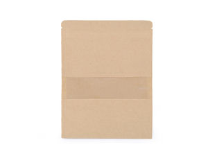 Natural Kraft Paper Gift Bag with Clear Display Window and Resealable Zipper (Medium, 12 x 16 cm)