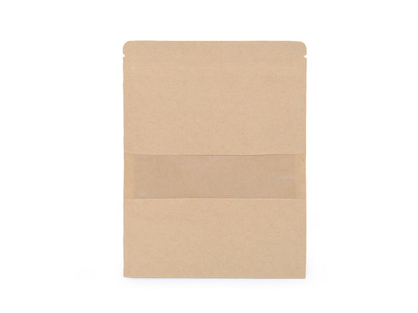 Natural Kraft Paper Gift Bag with Clear Display Window and Resealable Zipper (Medium, 12 x 16 cm)