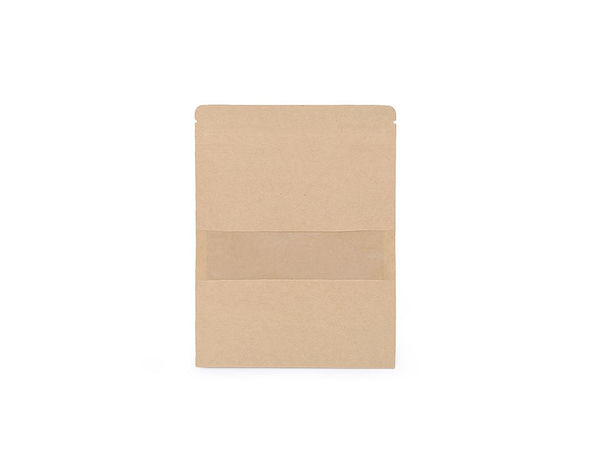 Natural Kraft Paper Gift Bag with Clear Window and Resealable Zipper (10x15cm)