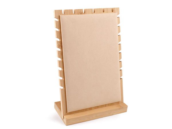 Premium Wooden Necklace Display Stand with Suede Pad - Elegant Jewelry Organizer (17x25 cm)