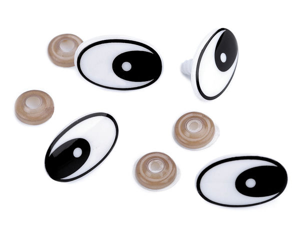 Premium 19x29mm Black Plastic Safety Eyes with Secure Lock Washers for DIY Dolls and Stuffed Animals