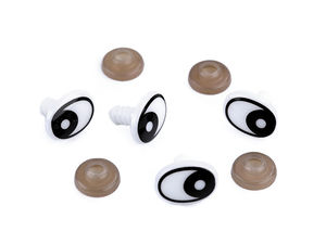 Premium Black Oval Safety Eyes (12x16mm) with Washers - Threaded Craft Eyes with Sly Look for DIY Dolls, Amigurumi, Plush Toys