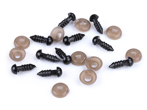 Premium 6mm Black Plastic Safety Eyes with Washers for DIY Doll Making and Plush Toys