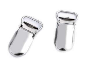 Premium Metal Suspender Clips with Protective Plastic Grip Inserts, 15mm Width - Nickel Finish