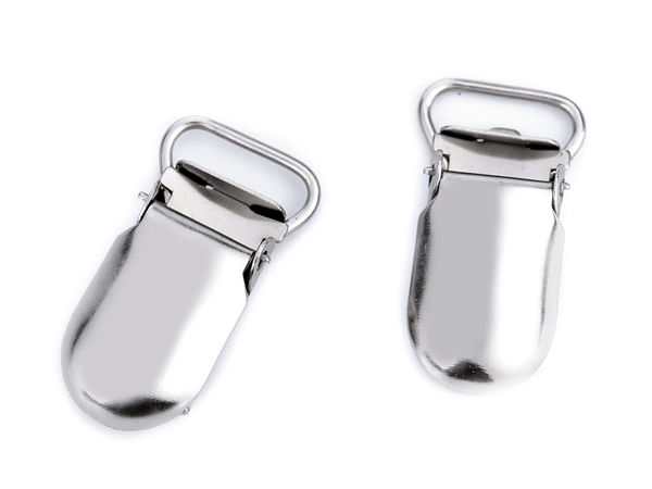 Premium Metal Suspender Clips with Protective Plastic Grip Inserts, 15mm Width - Nickel Finish
