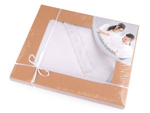 Elegant Satin Wedding Bib with Lace Trim - Customizable DIY Wedding Accessory in Gift Box
