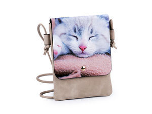 Small Eco-Leather Crossbody Bag with Decorative Prints - Compact Multi-Compartment Shoulder Purse (15.5x21 cm)