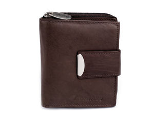 Premium Genuine Leather Compact Wallet for Women – Elegant Multi-Card Organizer with Secure Snap Closure and Zippered Coin Purse