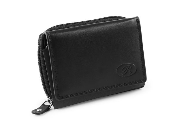 Elegant Genuine Leather Compact Wallet for Women - Slim Bifold Purse with Zippered Coin Pocket and Card Holder