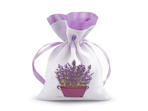 Premium Linen Lavender Gift Bag, 9x13 cm - Elegant Organza Trim Drawstring Pouch