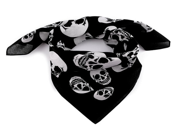 Premium 100% Cotton Skull Print Square Scarf (70x70 cm) - Unisex Biker & Rocker Neck Bandana