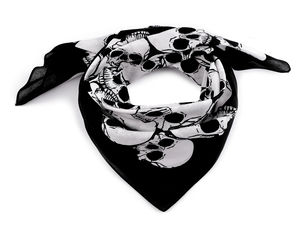 Premium 100% Cotton Skull Print Square Scarf (70x70 cm) - Unisex Biker & Rocker Neck Bandana