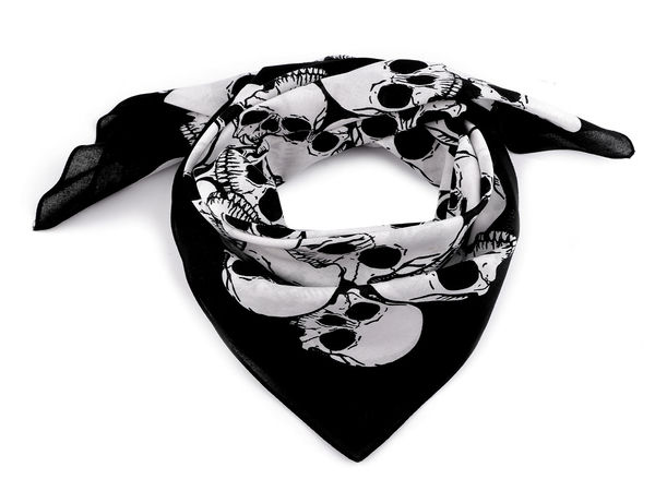 Premium 100% Cotton Skull Print Square Scarf (70x70 cm) - Unisex Biker & Rocker Neck Bandana