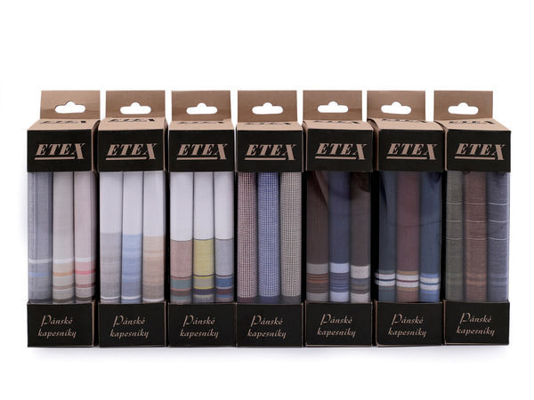 Premium Men's Cotton Handkerchief Gift Set (3-Pack) - Czech Craftsmanship, Assorted Patterns (40 x 40 cm)