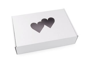 Premium Paper Gift Box with Heart-Shaped Window - Flat-Packed DIY Wedding Favor & Craft Box