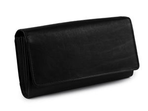 Premium Black Leather Cashier's Wallet (10x19 cm) - Semi-Matte Professional Organizer