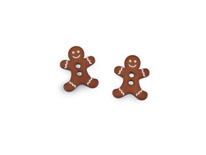 Gingerbread Cookie Decorative Buttons for Holiday Crafts and Sewing, 2-Hole Plastic Fasteners