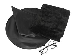 Premium 3-Piece Wizard Costume Set - Hooded Velvet Cloak, Pointed Hat, and Glasses for Halloween, Carnivals & Themed Parties