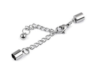 Premium Stainless Steel Lobster Clasp & Extension Chain Jewelry Finishing Set with 5mm Glue-In End Caps