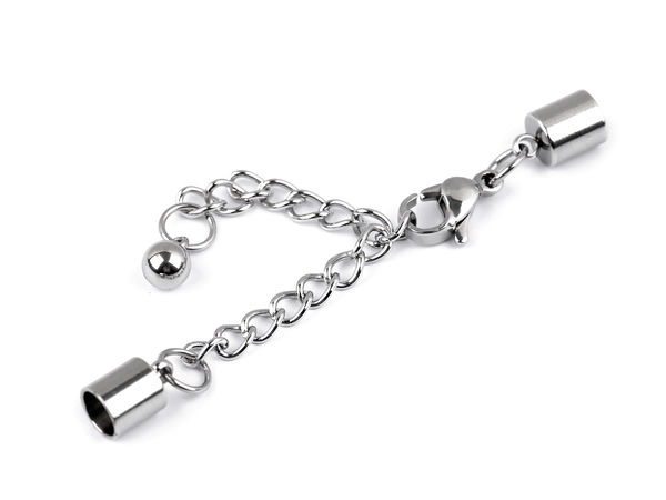 Premium Stainless Steel Lobster Clasp & Extension Chain Jewelry Finishing Set with 5mm Glue-In End Caps