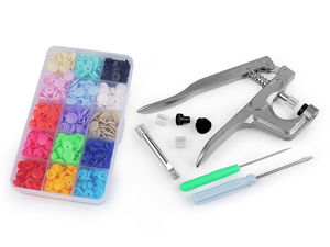 Premium Plastic Snap Fastener Kit with Hand Press Pliers - Size 20 Snaps, 15 Assorted Colors for DIY Sewing & Crafts